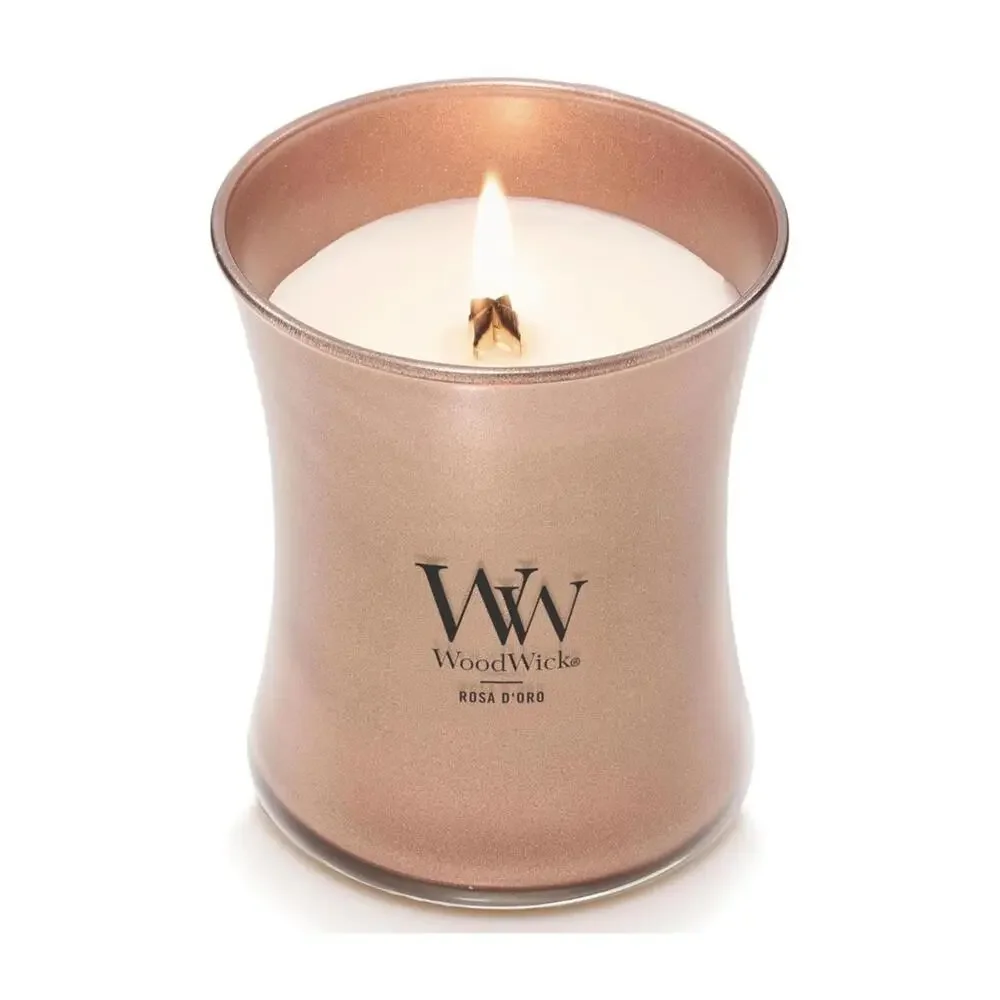 WoodWick Rosa D'Oro 9.7oz Candle Crackling Wick Precious Metals Collection‎